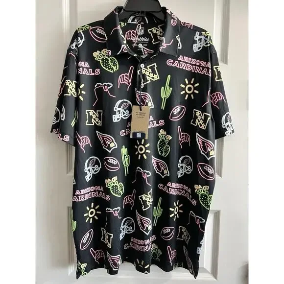 Chubbies Neon NFL Arizona Cardinals XL Polo Shirt NWT Football - Picture 1 of 7
